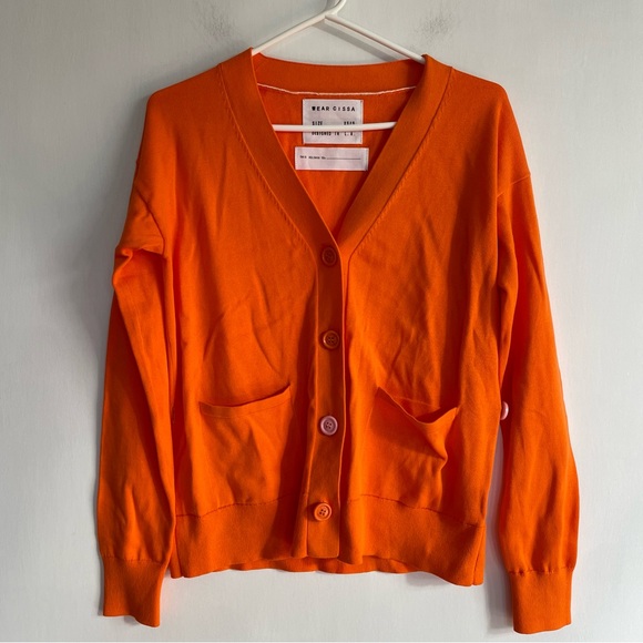 Wear Cissa The Wrap Cardigan Bright Orange 12g 100% Cotton Sweater Womens XS/S - Picture 4 of 13